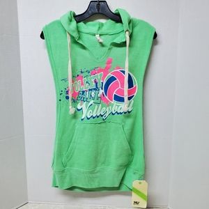 MV Sport Lime Neon Green Volleyball Sleeveless Sweatshirt Top New M